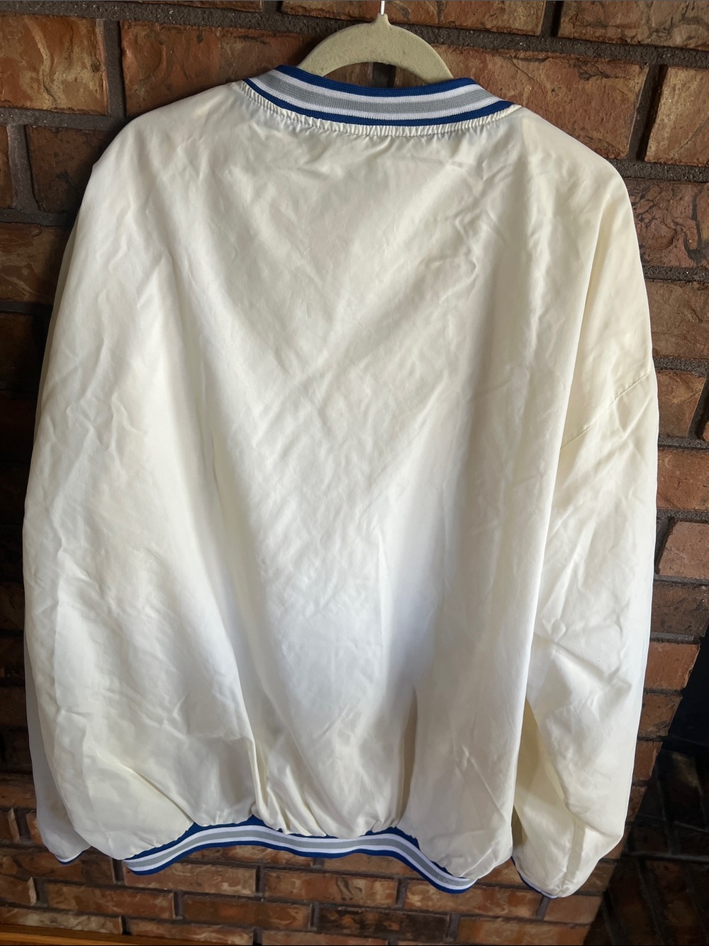 Reebok Cream and Honolulu Blue Detroit Lions Pullover Varsity Jacket - Picture 3 of 3